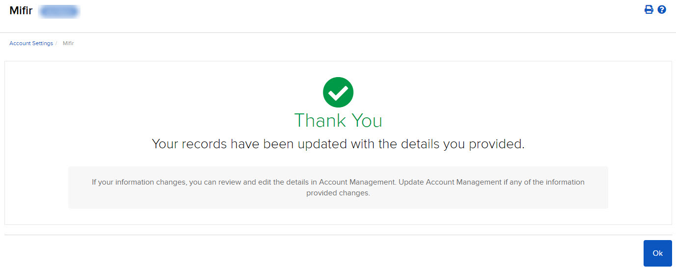 The MiFIR update confirmation message in broker portal. 